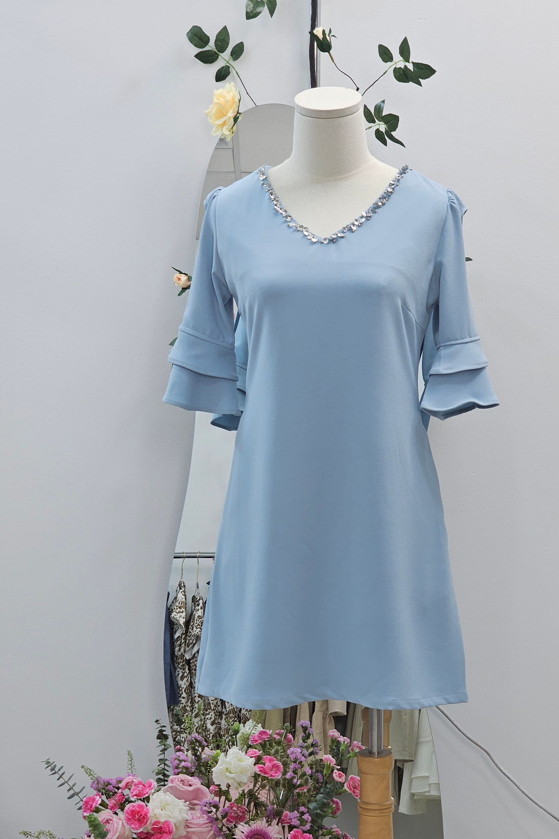 Aster Shead Dress with Ruffle Sleeves