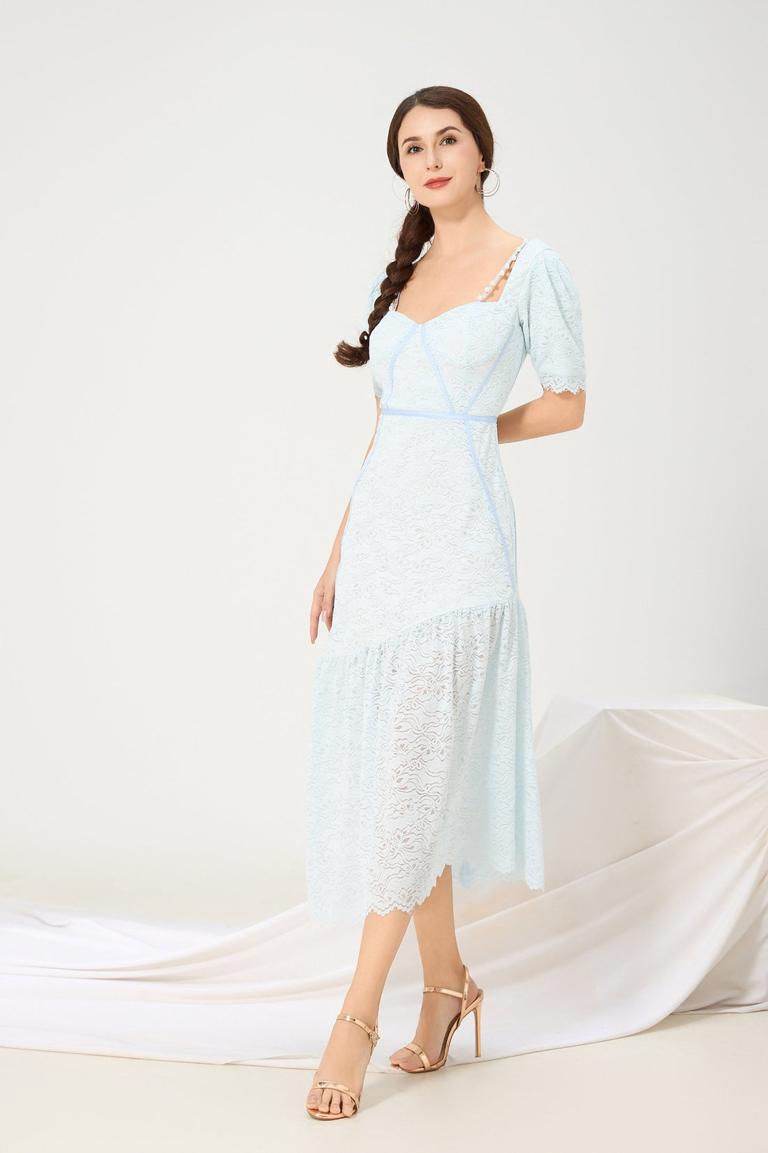Iris Pearl Lace Midi Dress