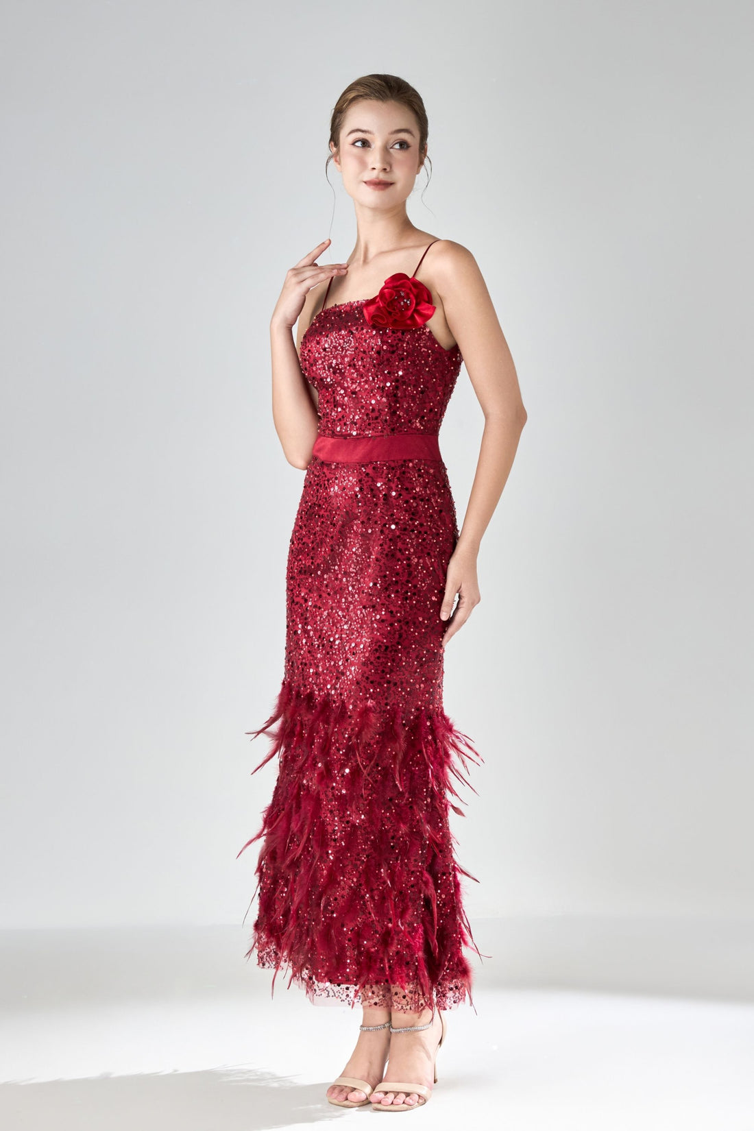 Mị Châu Feather-Sequin Gown