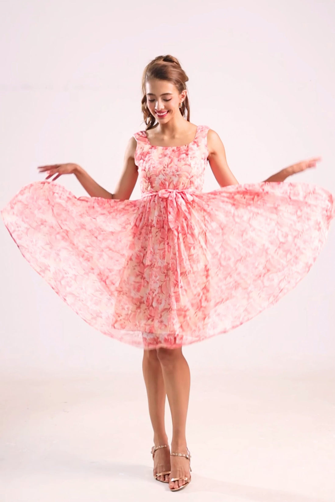 Marigold Pleated Chiffon Midi Dress